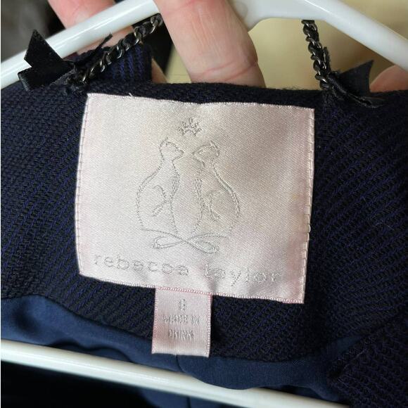 Rebecca Taylor Navy Wool Bow Collar Jacket - Picture 7 of 7